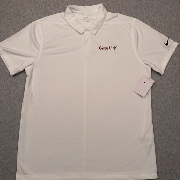 NEW Nike Dri-Fit Performance Polo Shirt Men's L White Campo Viejo‎ Wines BV6042 - Picture 1 of 9